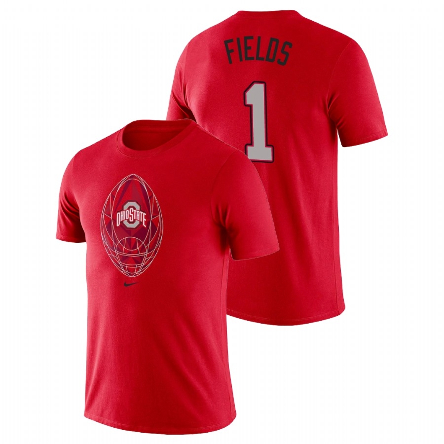 Ohio State Buckeyes Men's NCAA Justin Fields #1 Scarlet Icon Legend College Football T-Shirt PWH6449ML